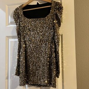 Urban outfitters gold dress homecoming formal long sleeve